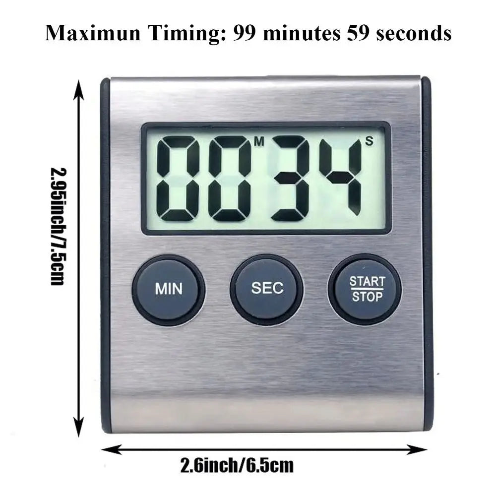 Temporizador de cocina digital magnético Soporte retráctil Alarma fuerte Temporizador de cuenta atrás positivo Temporizador de cocción elegante impermeable Ejercicio