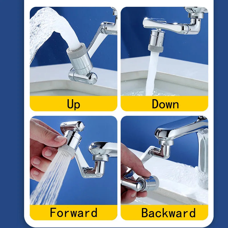 Extensor de grifo de acero inoxidable giratorio 1080°, boquilla pulverizadora para grifo, aireador mezclador de baño universal, 2 modos de pulverización