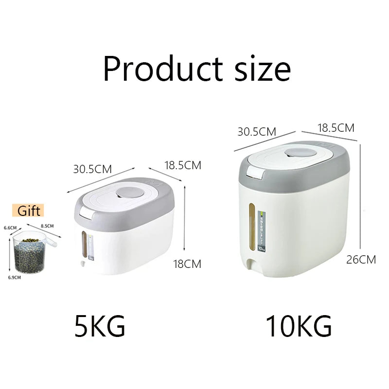 XIAOGUI Dispensador de Arroz de 5KG/10KG Organizador de Cocina y Contenedor de Almacenamiento Caja Doméstica Tarro de Cereal Botes de Cocina Almacenaje Alimentos