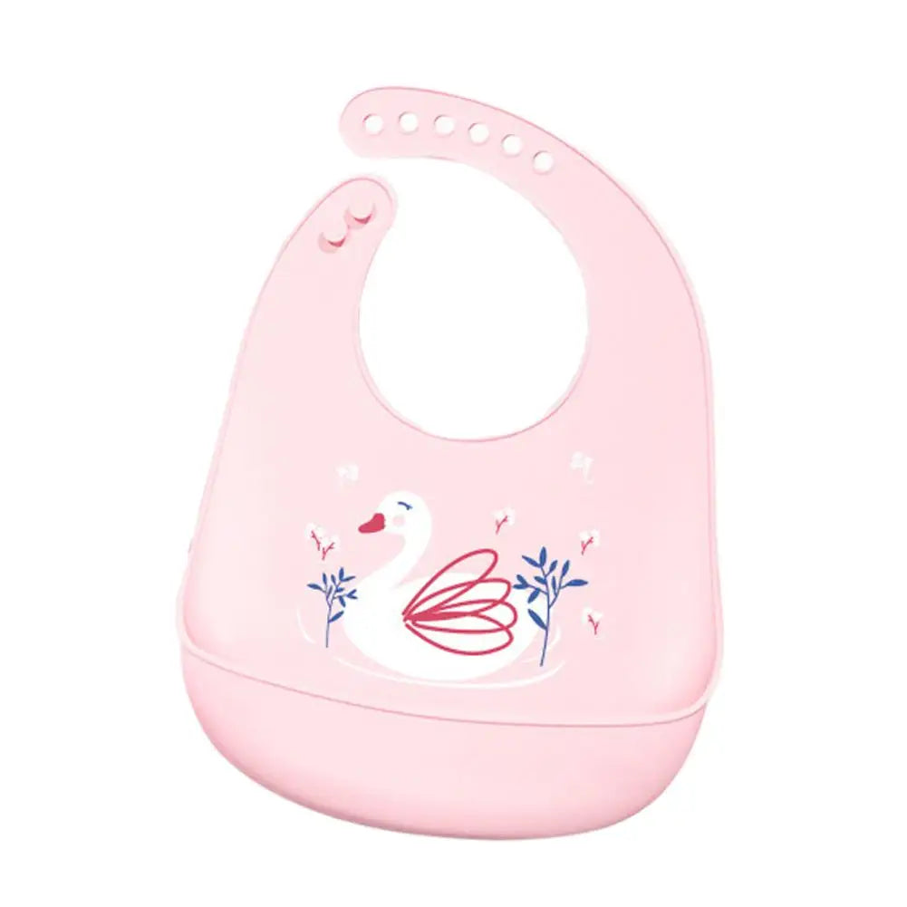 Children Silicone Baby Bib with Large Food Catcher – Waterproof Soft Feeding Bib with Cute Prints for Toddlers 1-3 Years