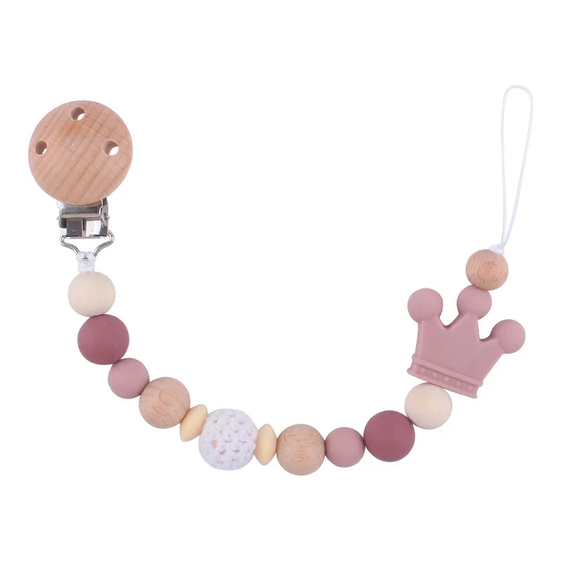 Baby Pacifier Clip Holder – BPA Free Silicone Bead Soother Strap with Teether Chain for Infants & Newborns