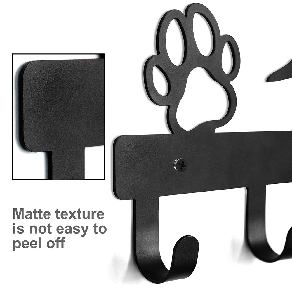 Dog Paw Wall Hook Rack – 5-Hook Metal Organizer for Leashes, Keys, Coats, Towels & Pet Accessories
