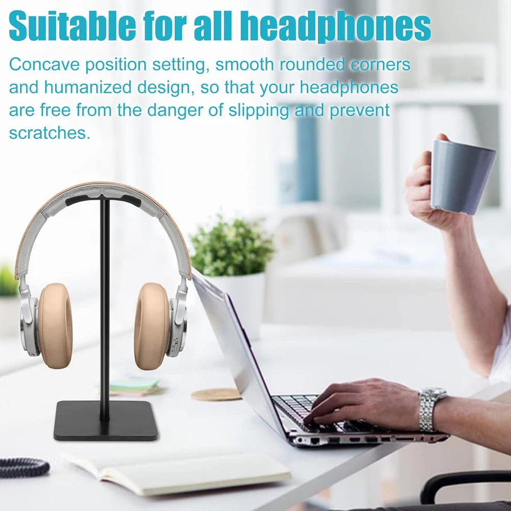 Premium Aluminum Headphone Stand – Universal Desktop Holder for Gaming & Wireless Headsets