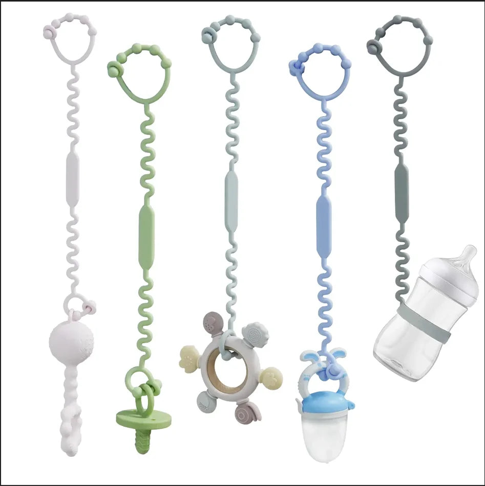 Correa de juguete de silicona para bebé, clip antialetas, soporte para chupete, cadena para mordedor, correa de seguridad universal antipérdida para cochecito, sin BPA