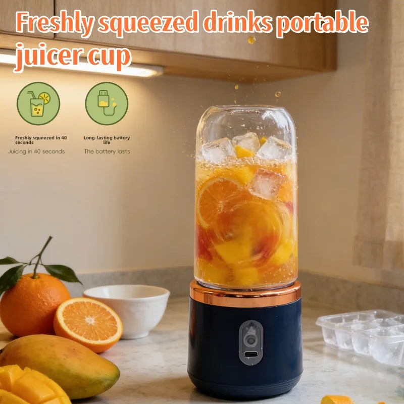 Portable 6-Blade USB Rechargeable Blender for Smoothies, Juices & Ice Crushing