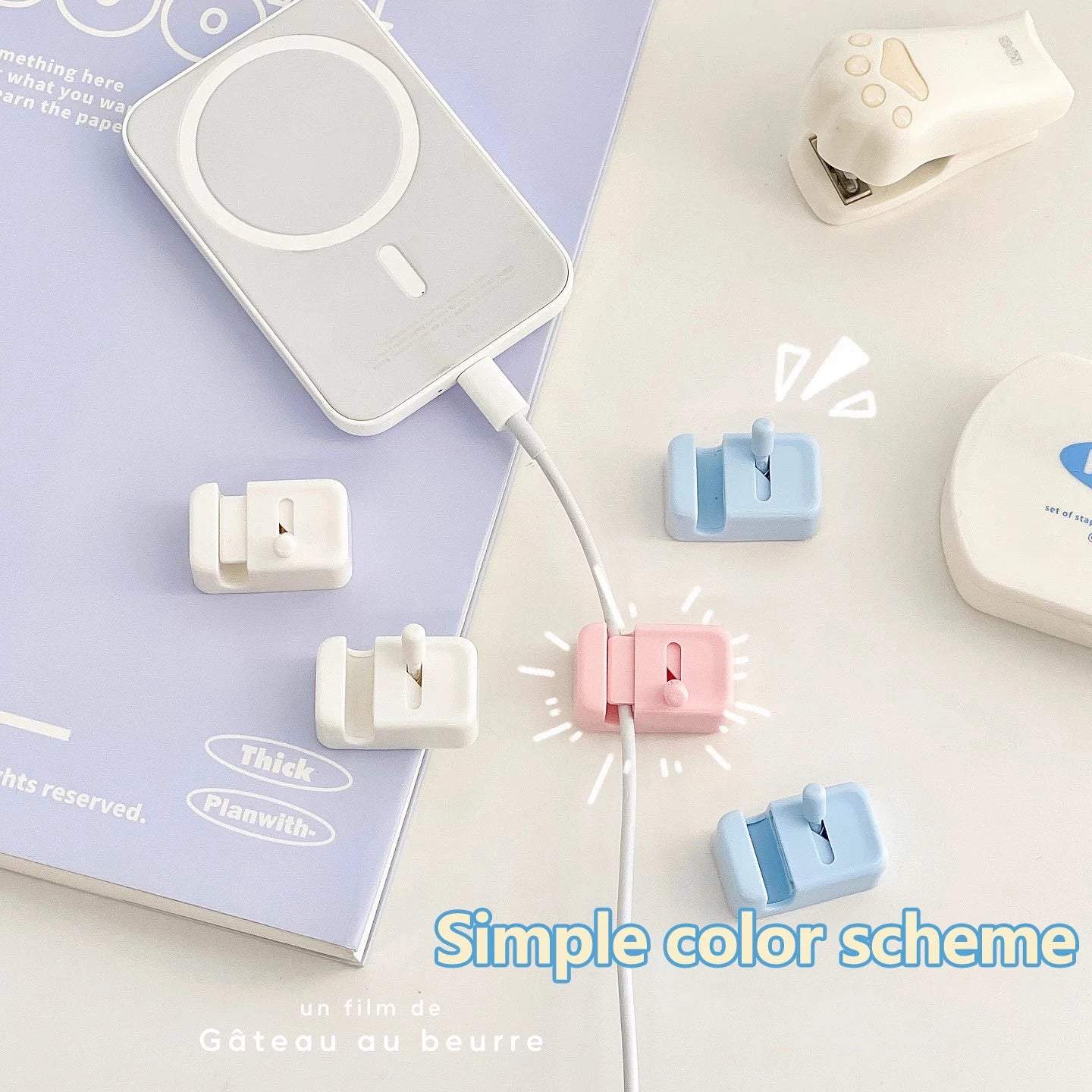 Desk Cable Management Clip – No-Drill Cord Organizer for Charging & Data Cables