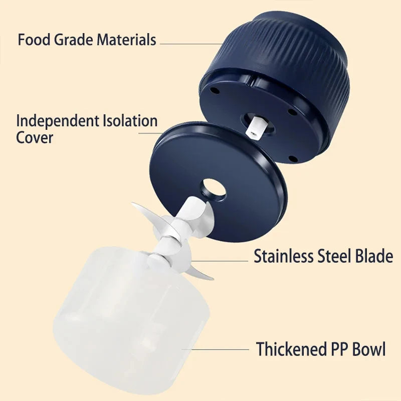 Mini picadora de verduras eléctrica inalámbrica USB recargable de 250 ml, triturador de ajos, picadora de alimentos para la cocina