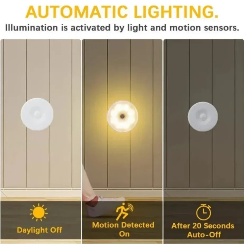 Rechargeable Motion Sensor Night Light – Adjustable LED Light for Bedroom, Stairs & Closet