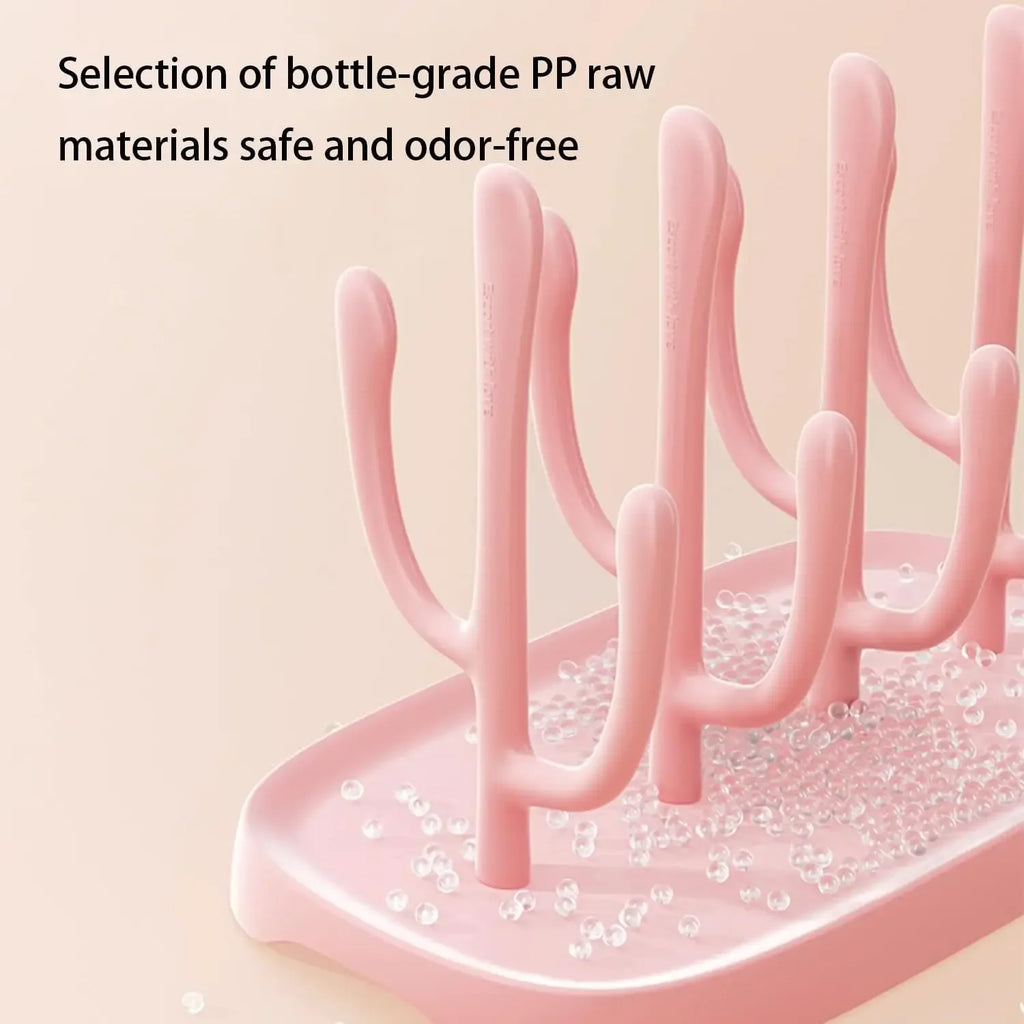 Escurrebotellas de bebé, caja de almacenamiento desmontable, soporte de drenaje con clip para biberones para la limpieza y organización de biberones de leche infantiles y vasos de agua