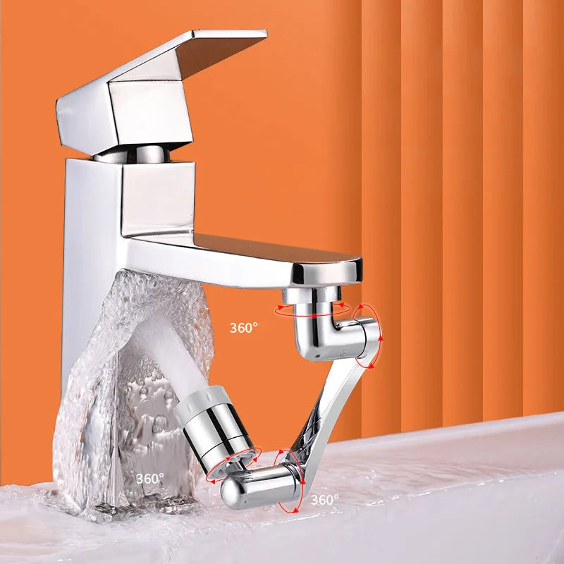 Extensor de grifo de acero inoxidable giratorio 1080°, boquilla pulverizadora para grifo, aireador mezclador de baño universal, 2 modos de pulverización