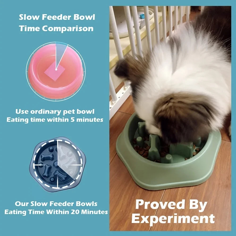 Large Capacity Slow Feeder Pet Bowl – Anti-Choking Puzzle Food Dish for Dogs & Cats with Non-Slip Base