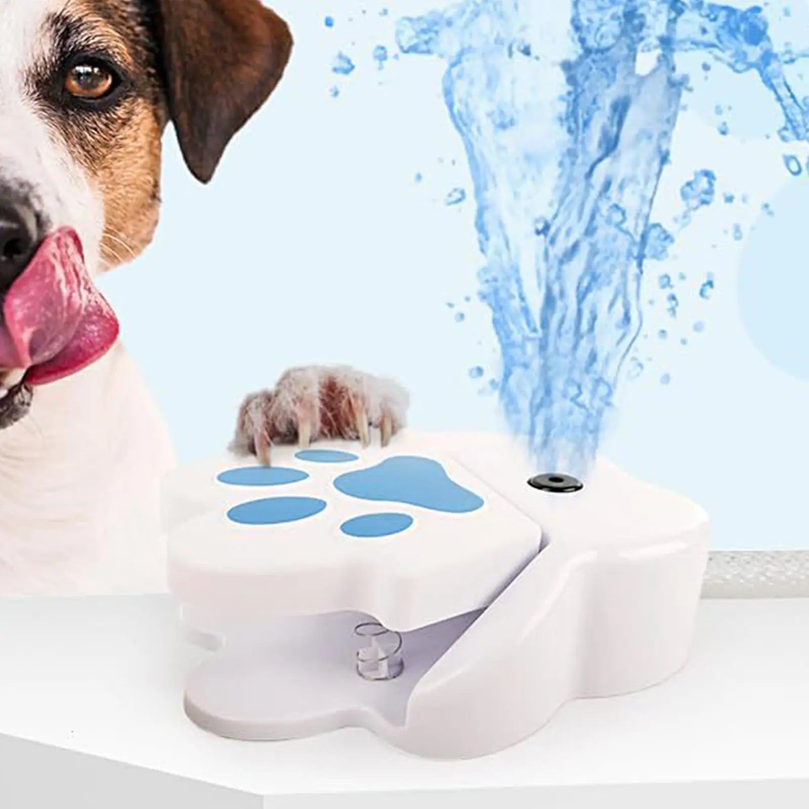 Paw Activated Dog Water Fountain – Step-On Outdoor Drinking Dispenser & Interactive Sprinkler Toy for Dogs