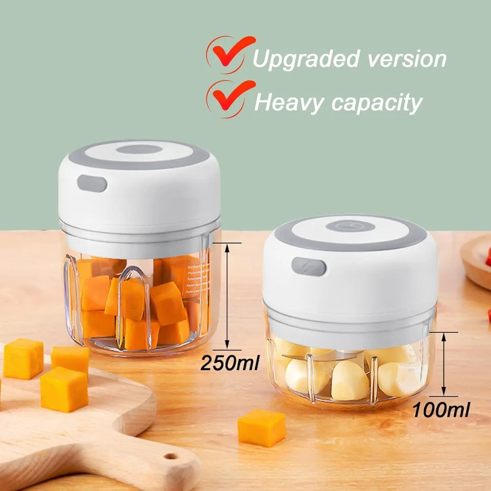 Picadora eléctrica de ajo 250ML, picadora de verduras, procesador de alimentos, mini picadora de ajo USB, picadora de cebolla portátil pequeña