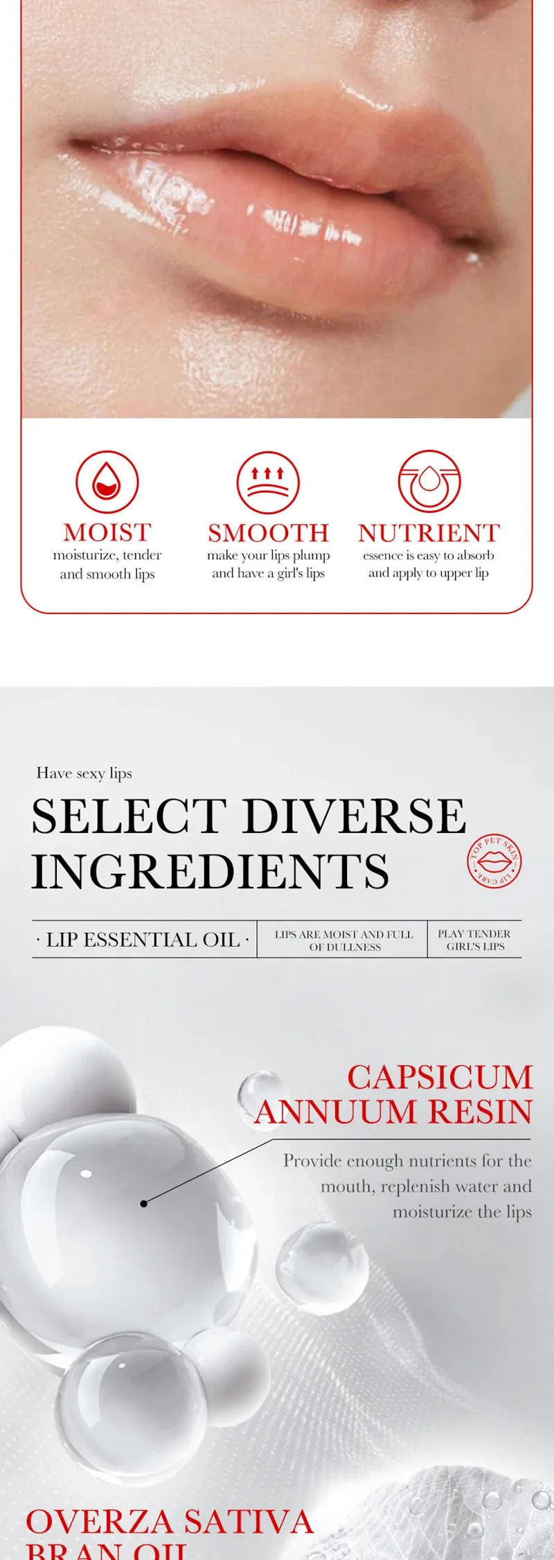 Moisturizing lip plumping oil for a fuller-looking pout