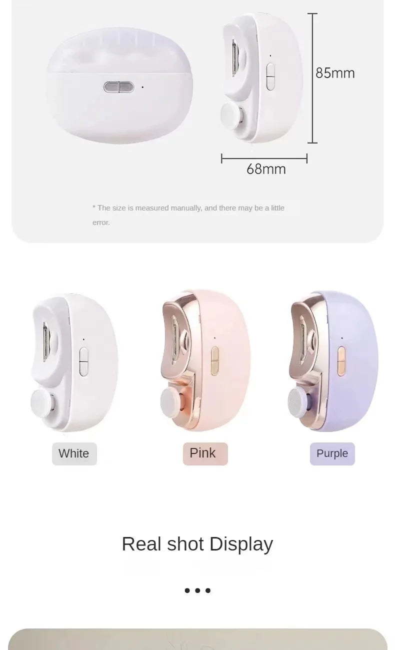 2-in-1 Electric Nail Clipper & Polisher – USB Rechargeable Automatic Nail Grinder with LED Light for Manicure & Nail Care