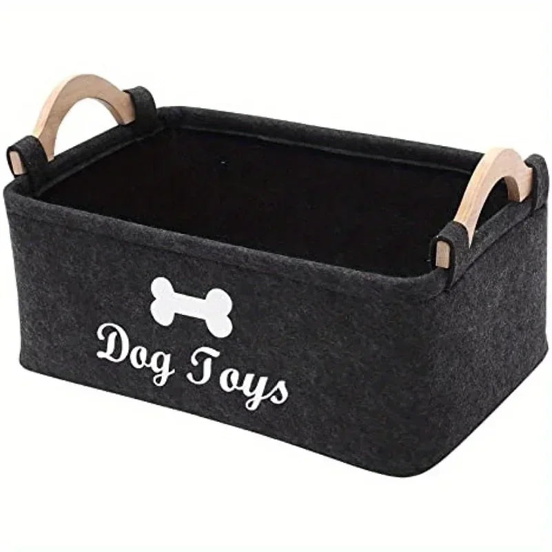 Felt Pet Toy Storage Basket – Soft Storage Bin for Dog Toys, Cat Toys, Accessories & Pet Supplies