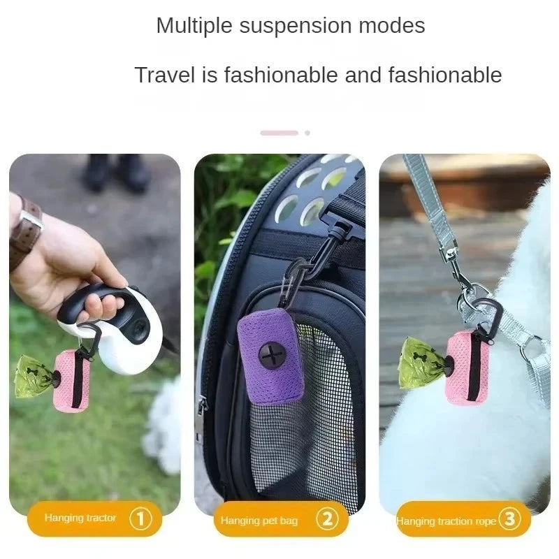 Hanging Dog Poop Bag Dispenser – Portable Pet Waste Bag Holder for Walks, Travel & Outdoor Cleanup