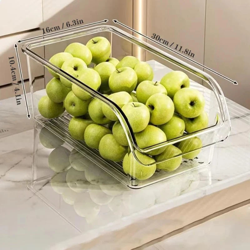 Clear Refrigerator Organizer Bins for Eggs, Fruits, Vegetables & Snacks