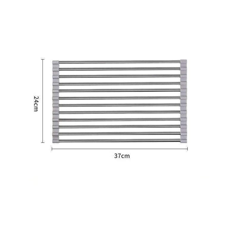 Roll Up Stainless Steel Dish Drying Rack for Kitchen Sink Space Saving Organization