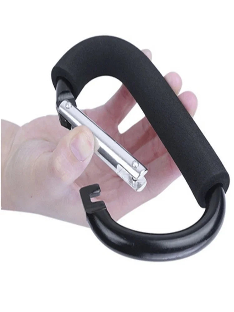 Heavy Duty Stroller Hook – Large Aluminum Carabiner Clip with Foam Handle for Diaper Bags, Groceries & Stroller Organization