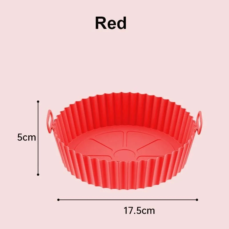 Reusable Silicone Air Fryer Pot with Handles – Non-Stick Food-Grade Liner