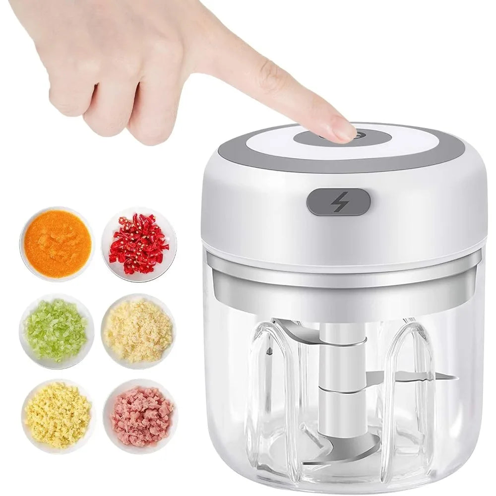 Picadora eléctrica de ajo 250ML, picadora de verduras, procesador de alimentos, mini picadora de ajo USB, picadora de cebolla portátil pequeña