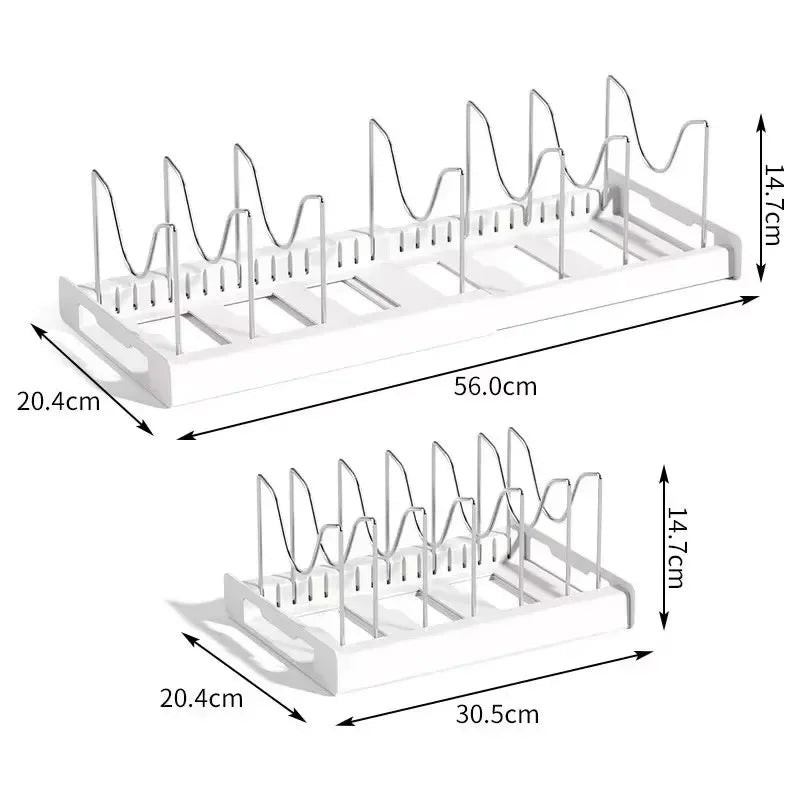 Expandable Pot & Pan Organizer Rack with 7 Adjustable Dividers