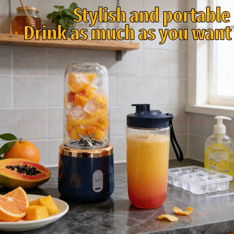 Portable 6-Blade USB Rechargeable Blender for Smoothies, Juices & Ice Crushing