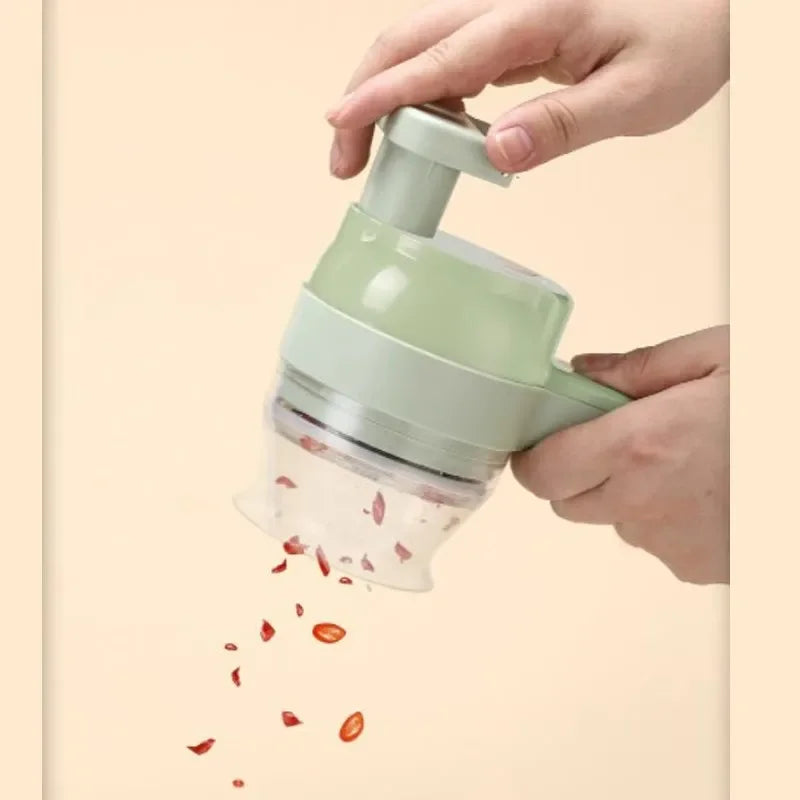 Picadora Eléctrica de Verduras, Cortador Multifuncional de Ajo, Jengibre y Cebolla para Cocina Doméstica, Rebanadora y Cortadora de Alimentos