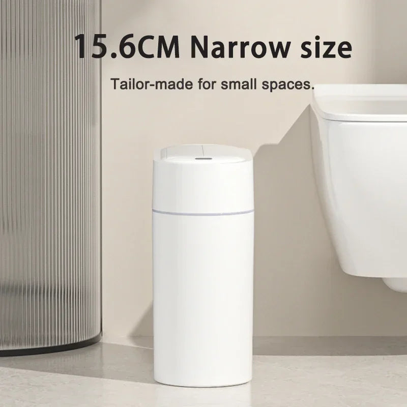 Cubo de Basura con Sensor Automático de 7/9L, Cubo de Basura de Doble Vía, Papelera Eléctrica para Cocina con Tapa, Montaje en Pared de Inodoro, Bote de Basura Estrecho