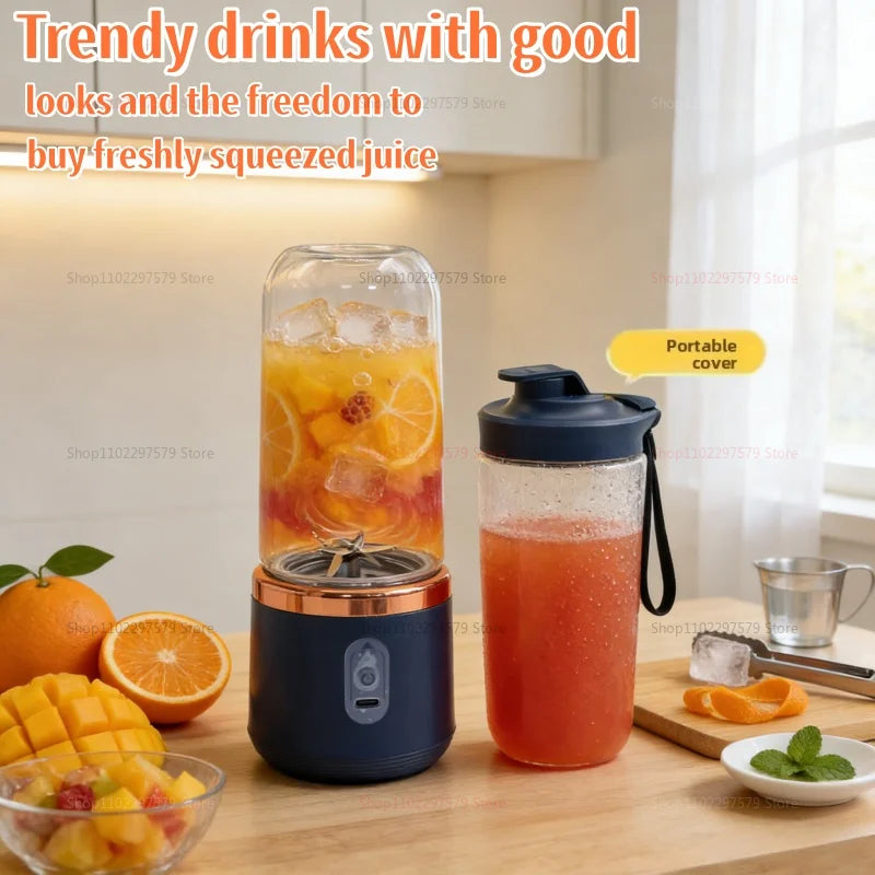 Portable 6-Blade USB Rechargeable Blender for Smoothies, Juices & Ice Crushing