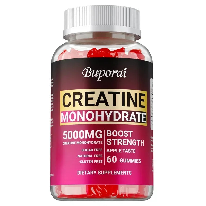 Creatine Monohydrate Gummies for Adults – Vegan Non-GMO Creatine Supplement for Muscle Strength, Endurance & Workout Performance Support