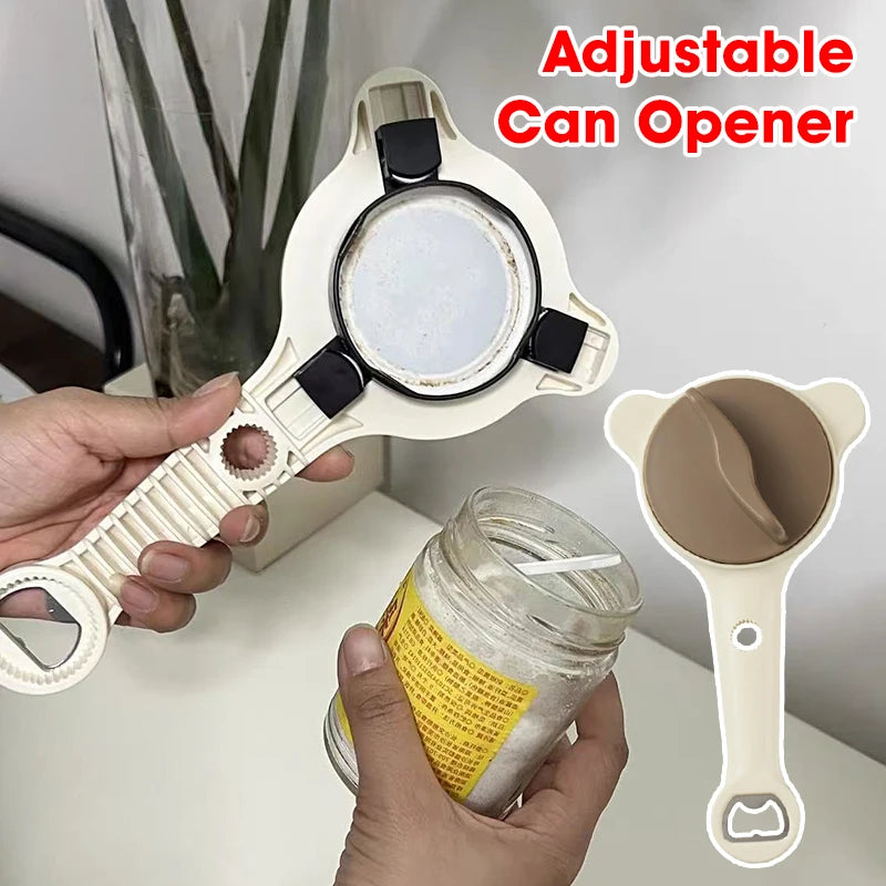 4-in-1 Adjustable Jar Opener with Stainless Steel Grip for Lids, Bottles & Kitchen Use