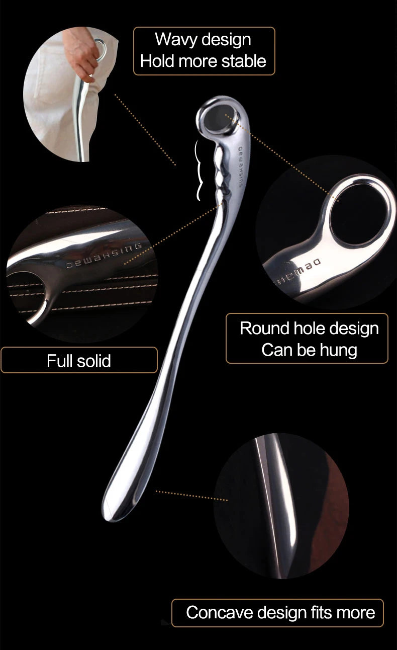 52cm Long Handle Metal Shoe Horn – Heavy-Duty Stainless Steel Shoe Helper for Seniors, Adults & Boots