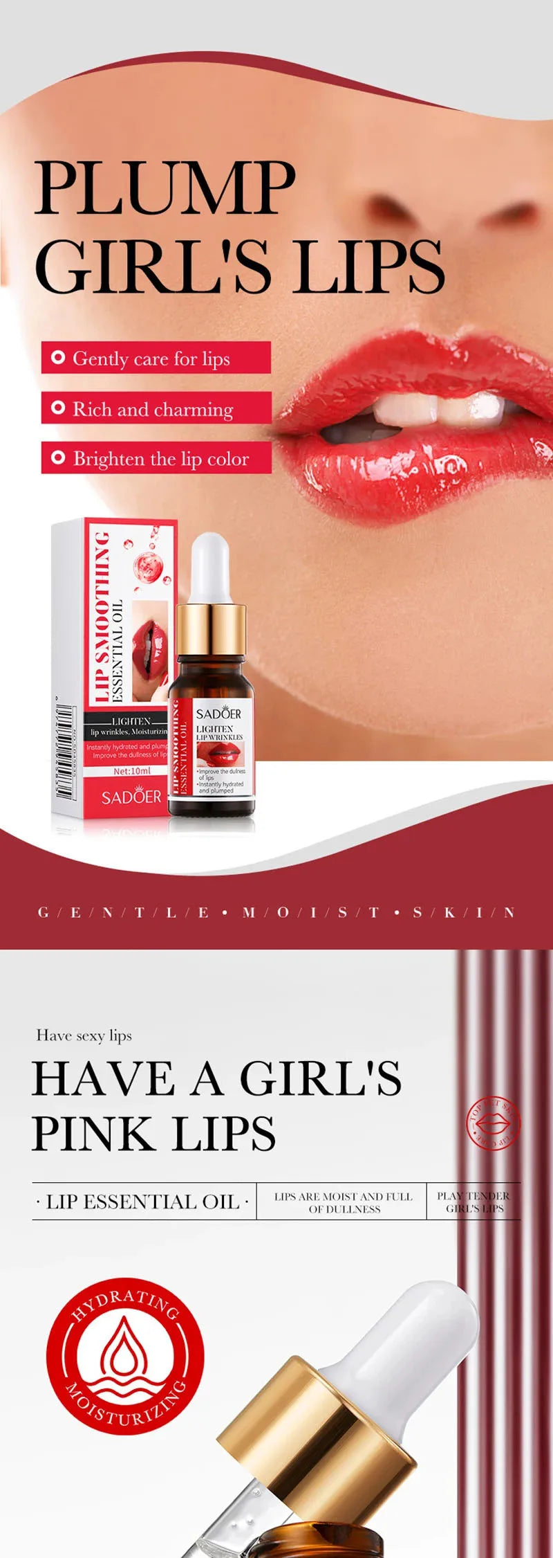 Lip plumping serum for smoother-looking lip lines