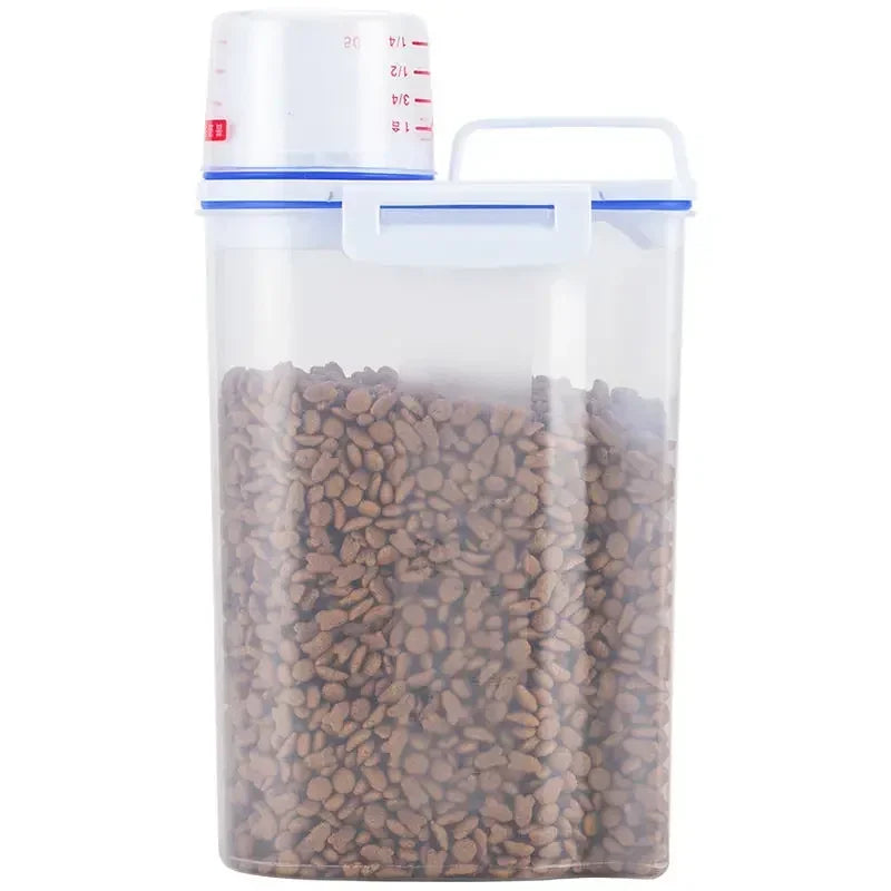 1 Contenedor Hermético para Alimentos de Mascotas, 1.5kg/2kg con Taza, Tarro Sellado de Plástico para Alimentos Secos para Perros y Gatos, Incluye Cuchara Medidora