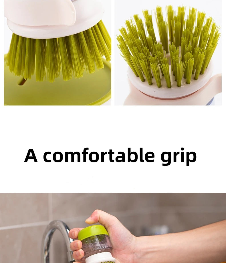 Soap Dispensing Dish Brush with Replaceable Head & Storage Stand