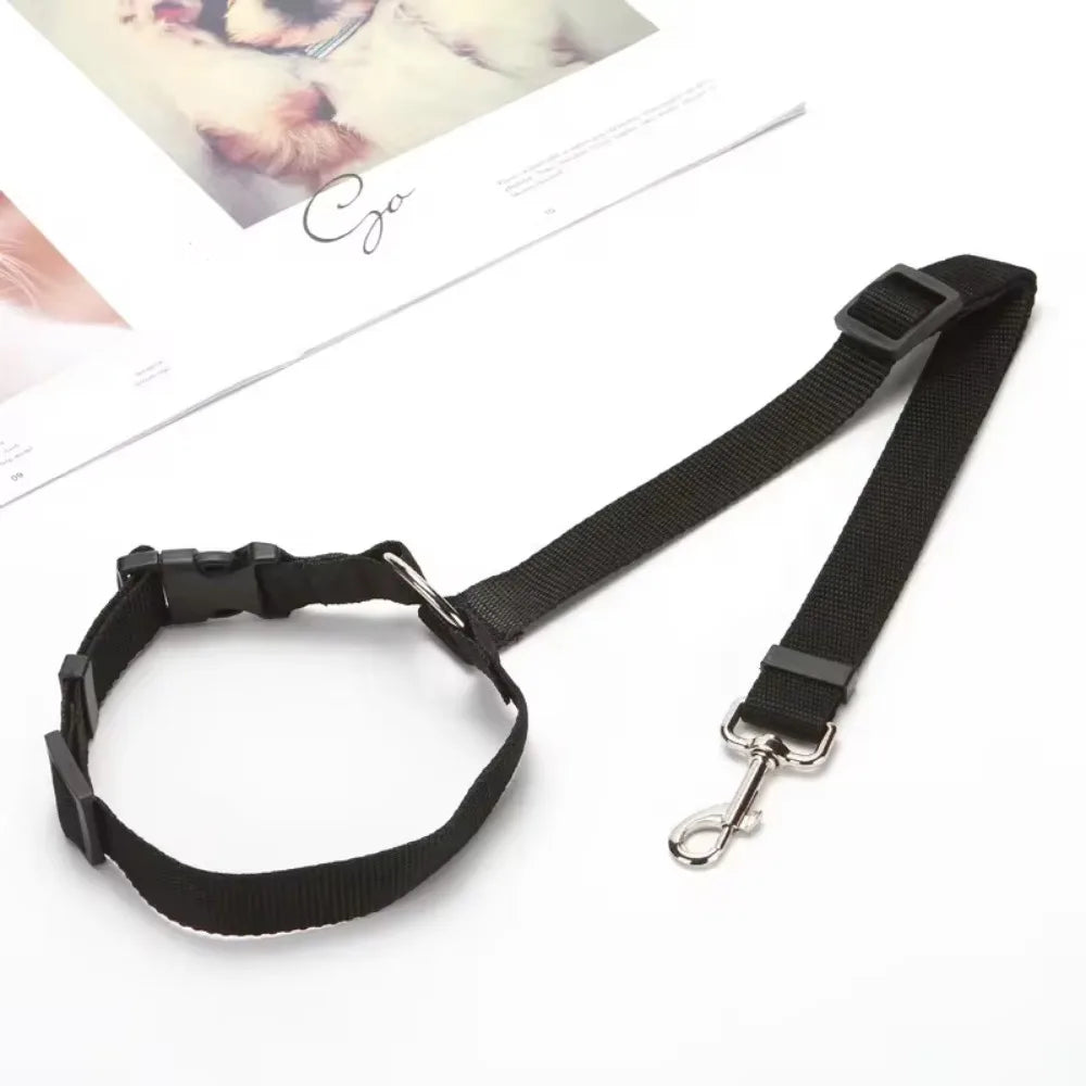Adjustable Pet Car Seat Belt – Nylon Safety Harness Leash for Dogs & Cats Travel, Driving & Backseat Protection