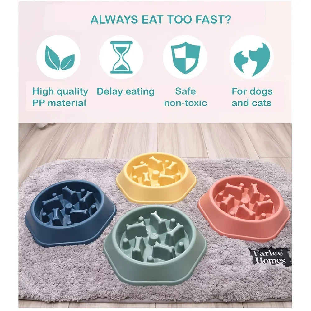 Large Capacity Slow Feeder Pet Bowl – Anti-Choking Puzzle Food Dish for Dogs & Cats with Non-Slip Base