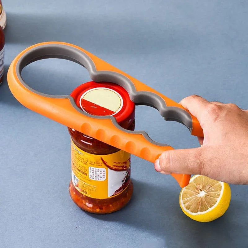 4-in-1 Stainless Steel Kitchen Opener Tool for Jars, Lids, Cans & Bottles