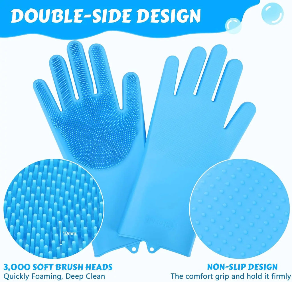 Guantes de Aseo para Mascotas Perro Gato Baño Limpieza Guante Cepillo Champú Limpieza Suave Silicona Removedor de Pelo Guante Protección de la Piel de la Mano