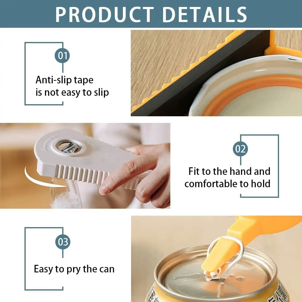 4-in-1 Multifunctional Can & Jar Opener for Beer, Bottle Caps, and Kitchen Use