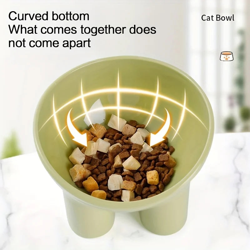 Cuenco Elevado para Gatos con Soporte - Plato Duradero de Plástico para Comida y Agua de Mascotas, Elegante y Moderno, Ergonómico para Cuello de Gatos y Perros
