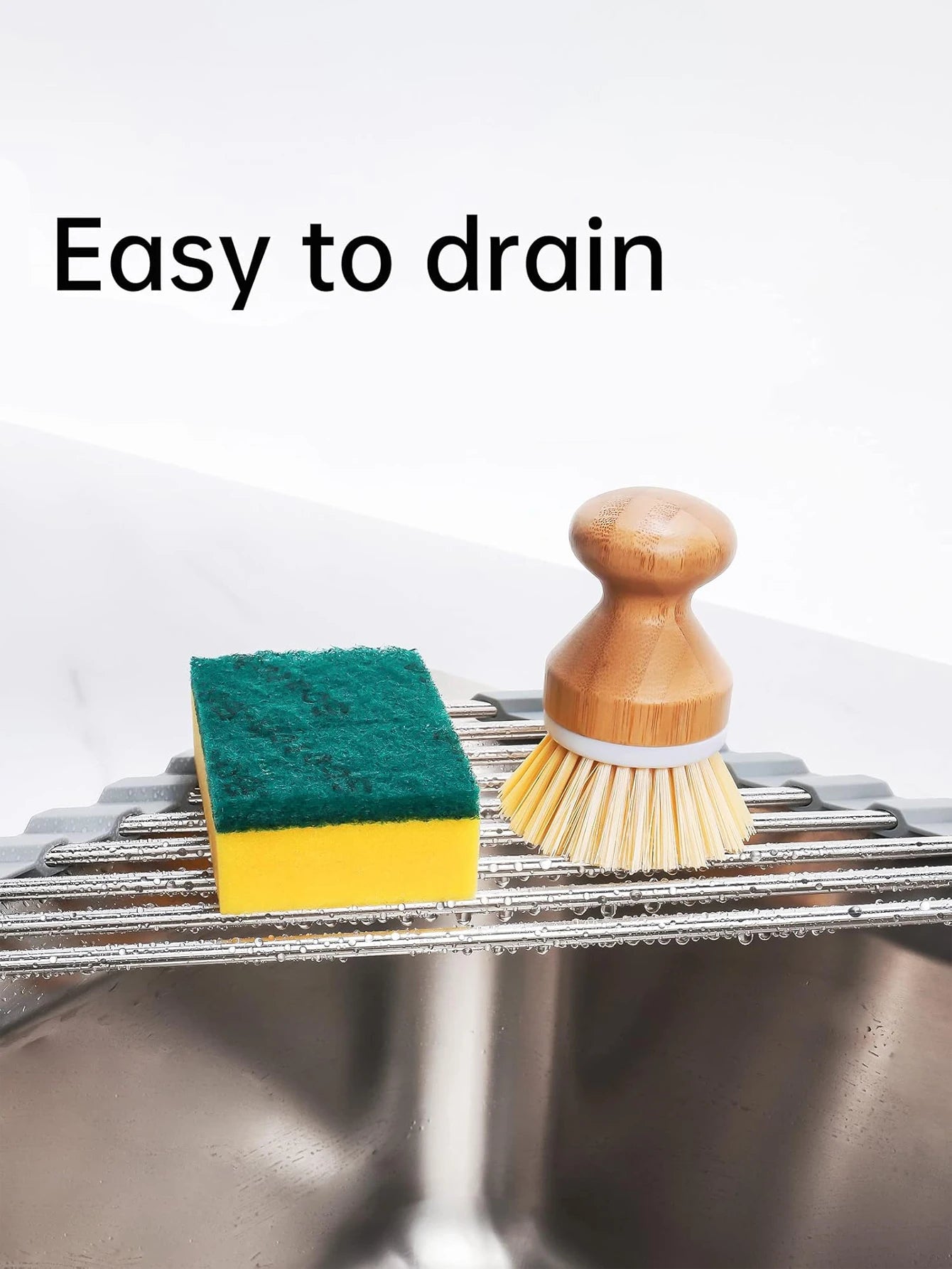 Roll Up Triangle Sink Drying Rack with Drainage Design for Kitchen Counter Organization