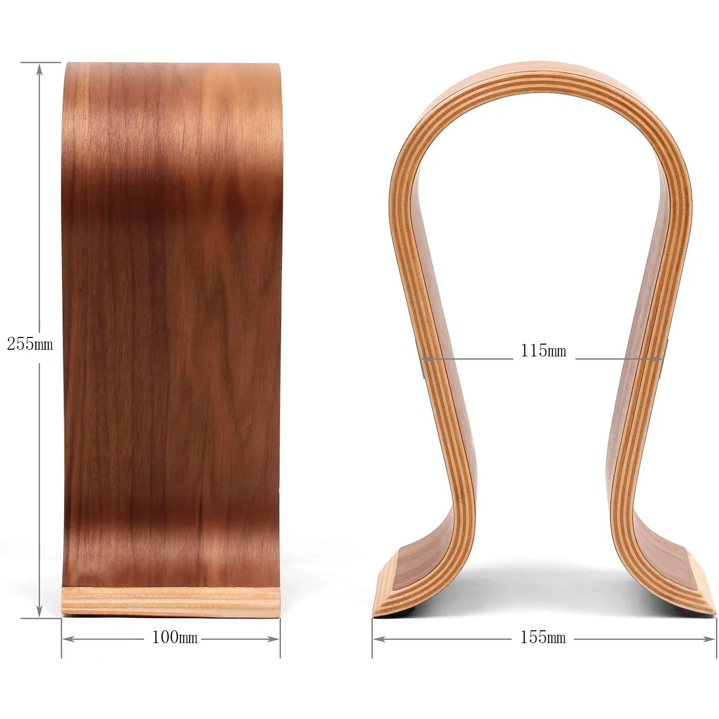 U-Shaped Wooden Headphone Stand – Premium Walnut Desktop Display Holder for All Headphones