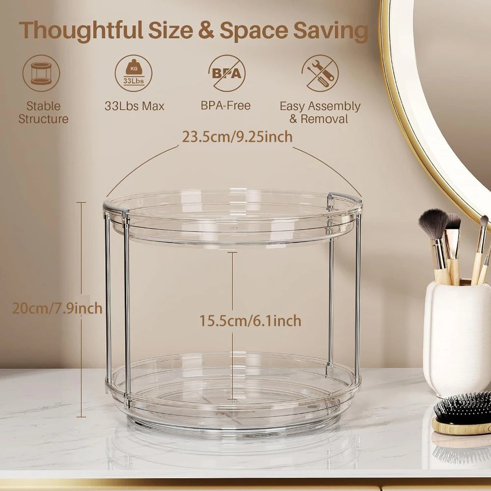 2-Tier 360° Rotating Lazy Susan Organizer for Kitchen, Pantry & Bathroom