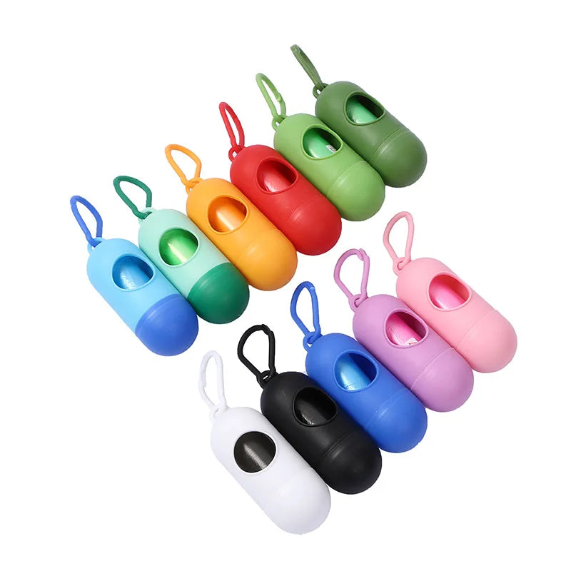 Portable Pet Waste Bag Dispenser – Bullet-Shaped Poop Bag Holder for Dog Walking & Outdoor Cleanup