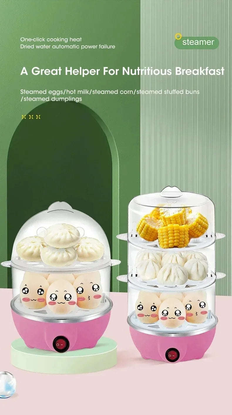 Double Layer Electric Egg Cooker – 7 Egg Automatic Egg Boiler & Steamer for Boiled Eggs, Poached Eggs & Egg Custard