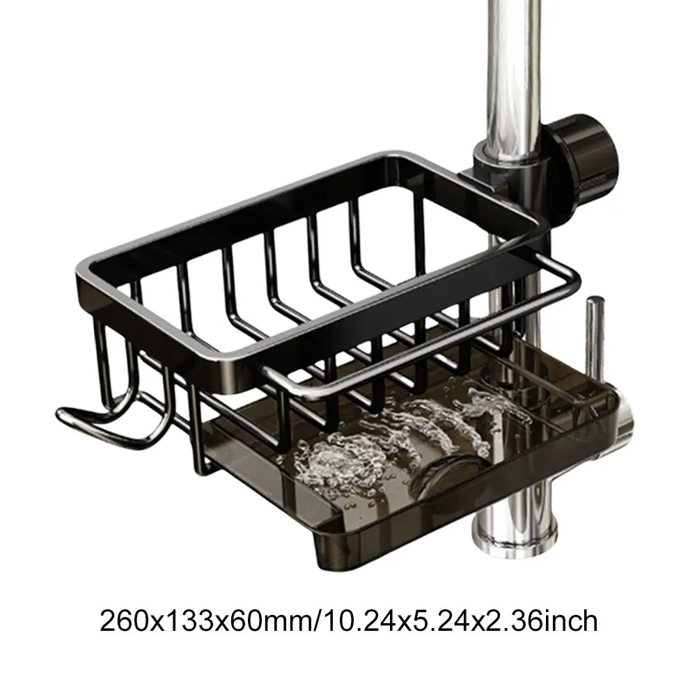 Organizador de grifo para fregadero de cocina, organizador desmontable para fregadero, estante de drenaje para grifo con gancho, funciona con tuberías de agua redondas