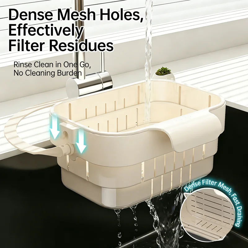 Colador de fregadero plegable y expandible colgante, cesta de filtro para residuos de alimentos y frutas, colador de fregadero ahorrador de espacio para cocina doméstica